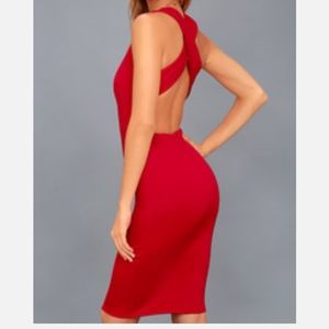 NWT Lulu’s Darling Dance Red Backless Bodycon Midi